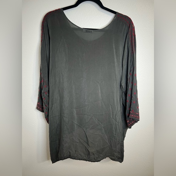 Johnny Was Charcoal and Crimson Embroidered Tunic - Picture 5 of 5